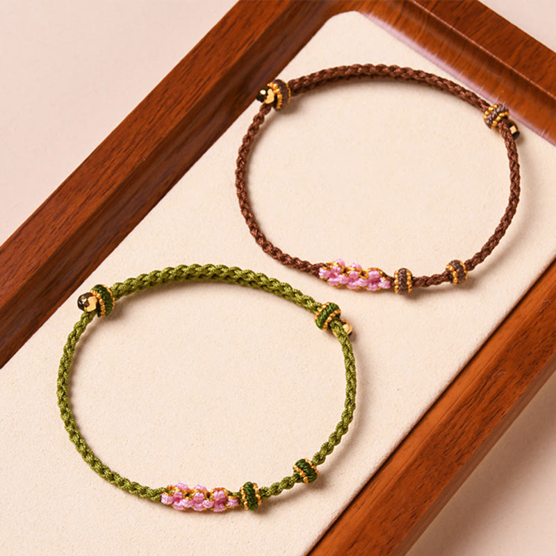 KarmaRipple's Handmade Peach Blossom Protection Woven Rope Bracelet p22