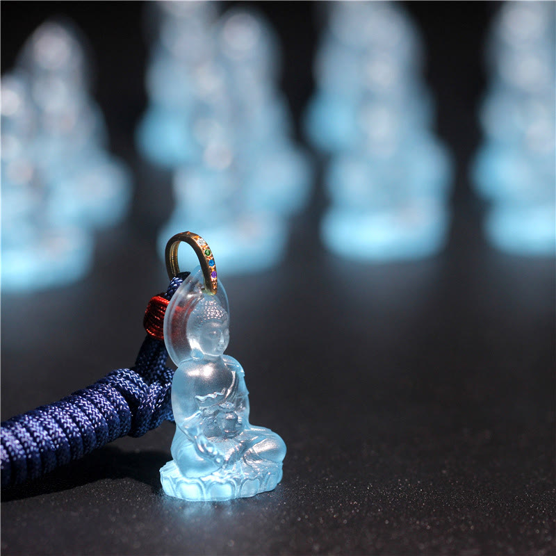 KarmaRipple's Blue Tathagata Buddha Medicine Buddha Liuli Gemstone Serenity Amulet Pendant Necklace p8