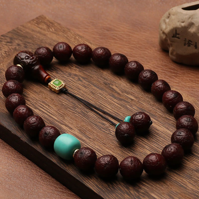 KarmaRipple's Tibetan Bodhi Seed Agate Bead Fortune Wealth Tassel Talisman Wrist Mala p4