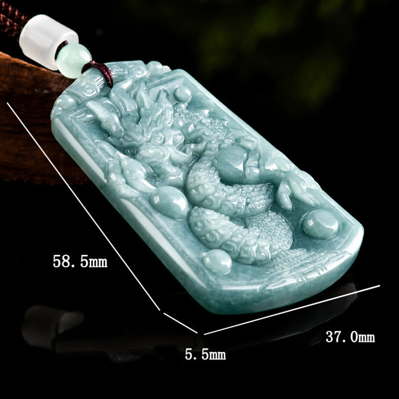 KarmaRipple's Year Of The Dragon Chinese Zodiac Dragon Travels The World Jade Strength Pendant Necklace p6