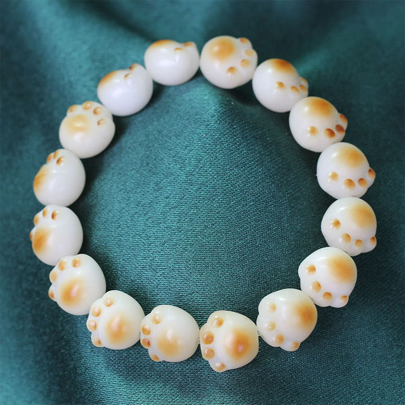 KarmaRipple's Cute Cat Paw Claw Bodhi Seed Peace Bracelet p18