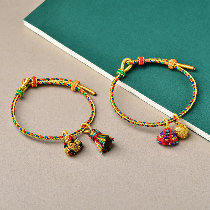 KarmaRipple's Colorful Rope Fortune Handmade Zongzi Golden Ball Talisman Bracelet p21
