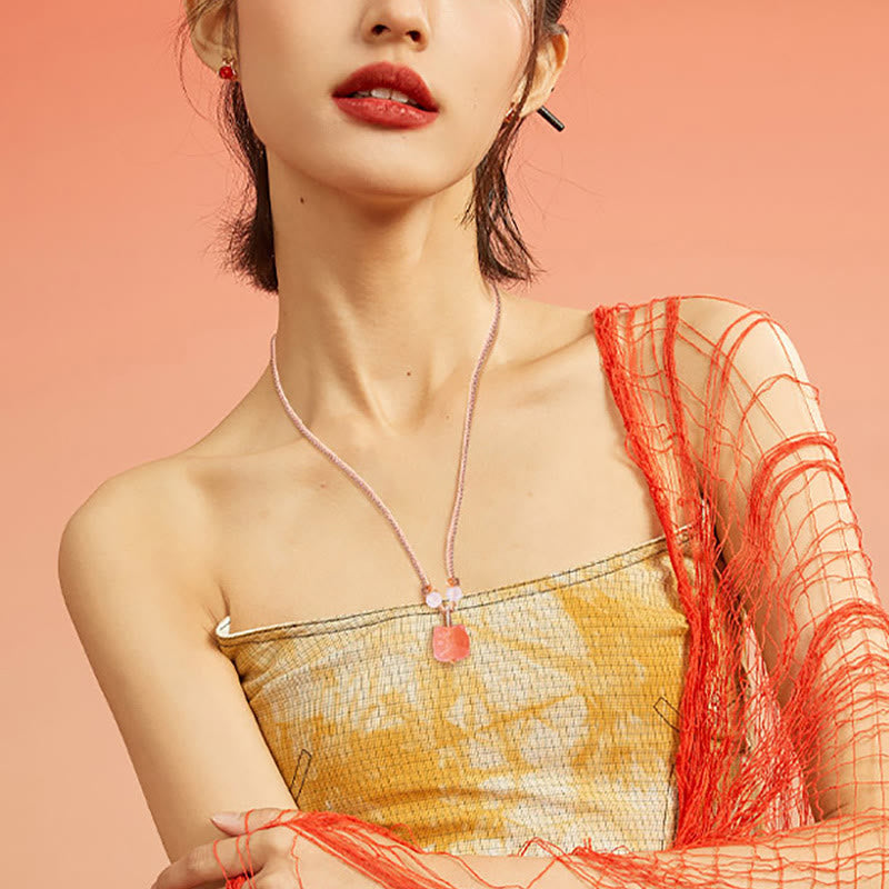 KarmaRipple's Authentic Silver Sheen Obsidian Red Agate Dancing Lion Protection Pendant Necklace p7