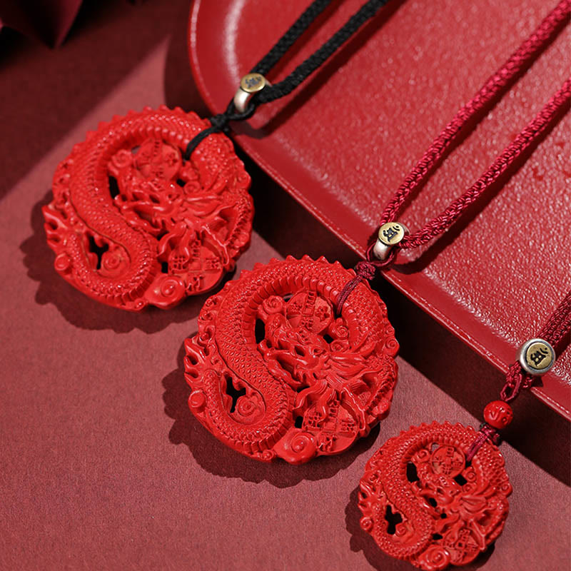 KarmaRipple's Year of the Dragon 925 Sterling Silver Authentic Cinnabar Bronze Coin Fortune Pendant Necklace p4