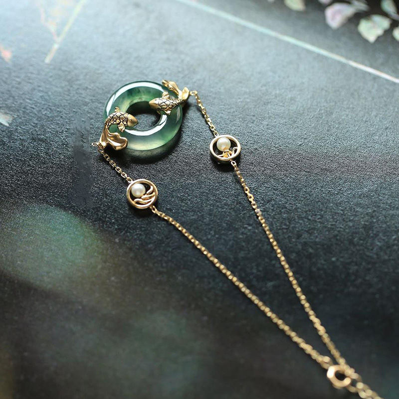 KarmaRipple's Cyan Jade Koi Fish Balancing Balance Bracelet p4