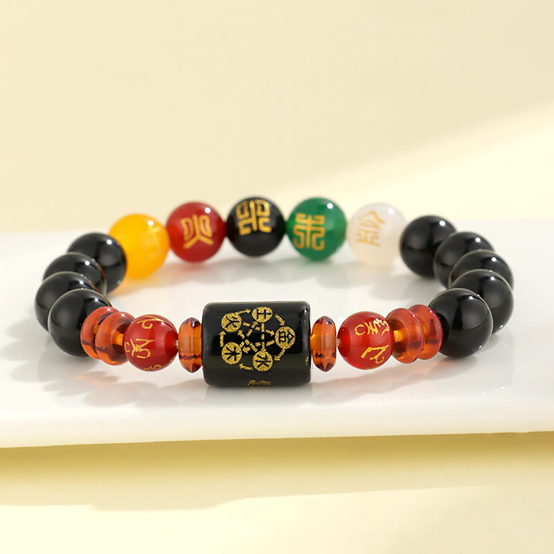 KarmaRipple's Five Elements Black Onyx Red Agate Wisdom Wealth Bracelet p6