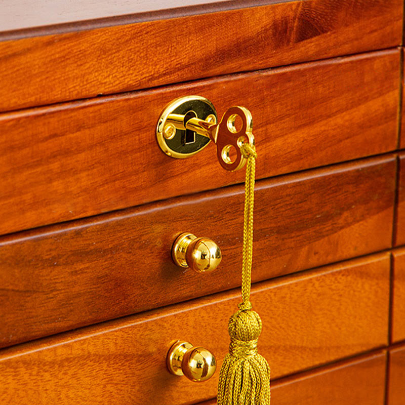 KarmaRipple's Retro Solid Wood Jewelry Box Four-Layer Wooden Jewelry Storage Box p19