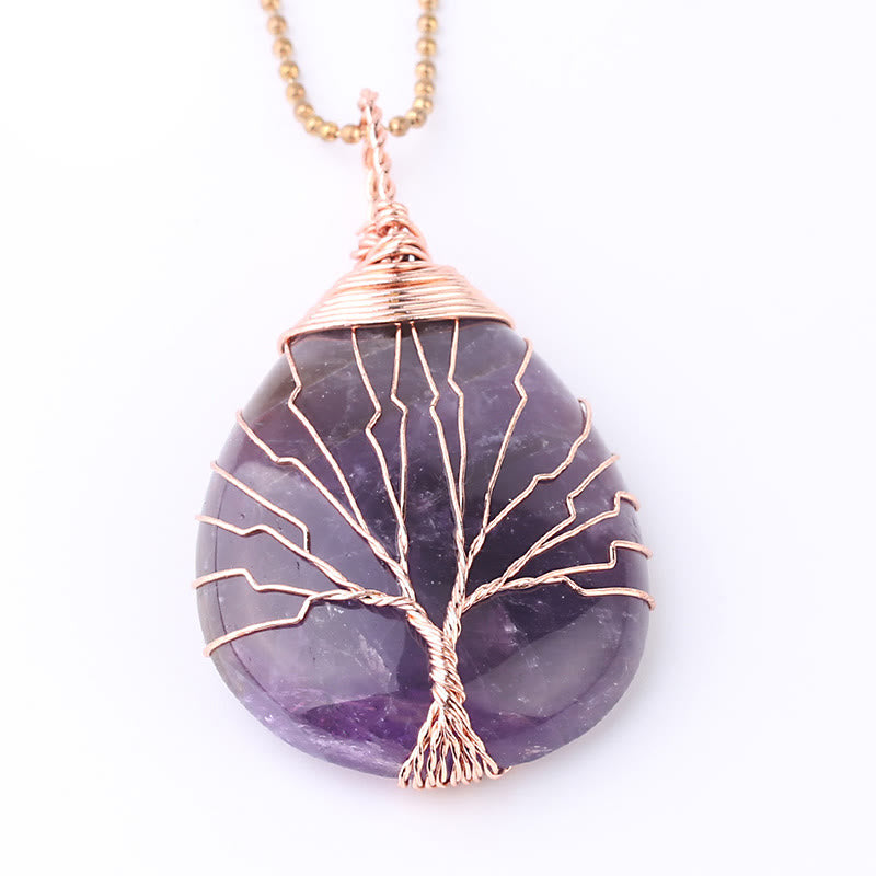 KarmaRipple's Authentic Quartz Gemstone Tree Of Life Balancing Energy Pendant Necklace p21