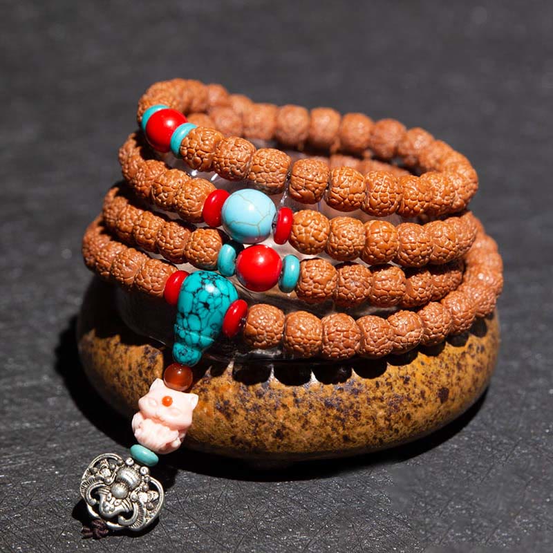 KarmaRipple's Tibet 108 Mala Beadwork Rudraksha Bodhi Seed Chinese Zodiac Natal Buddha Wealth Talisman Bracelet p2