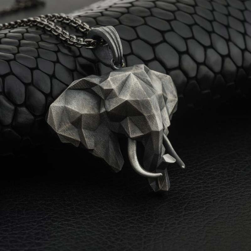 KarmaRipple's Elephant Pewter Titanium Steel Strength Pendant Necklace p5