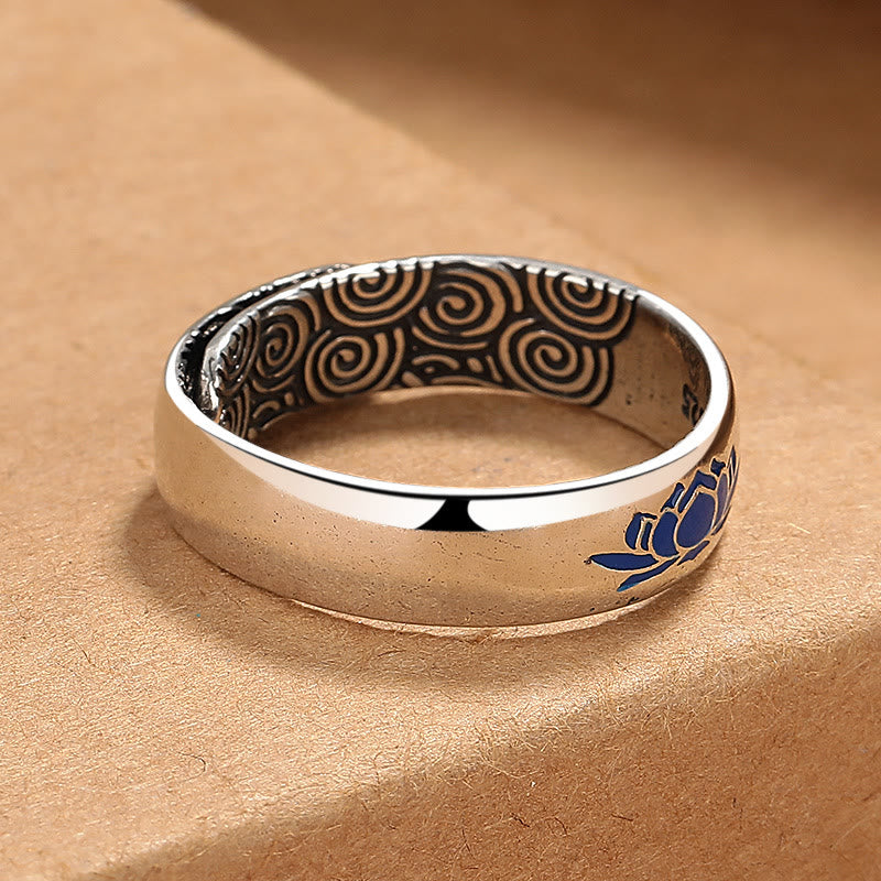 KarmaRipple's Tibetan Blue Lotus Auspicious Clouds Bronze Enlightenment Ring p3