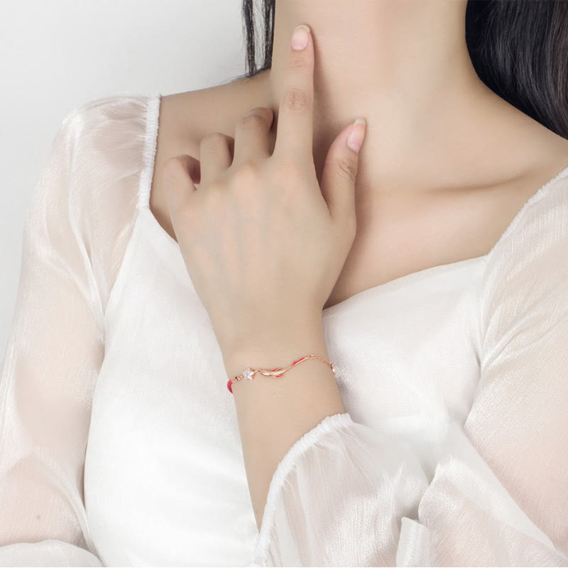 KarmaRipple's 925 Sterling Silver Fortune Koi Fish Lotus Star Woven Red String Bracelet p13
