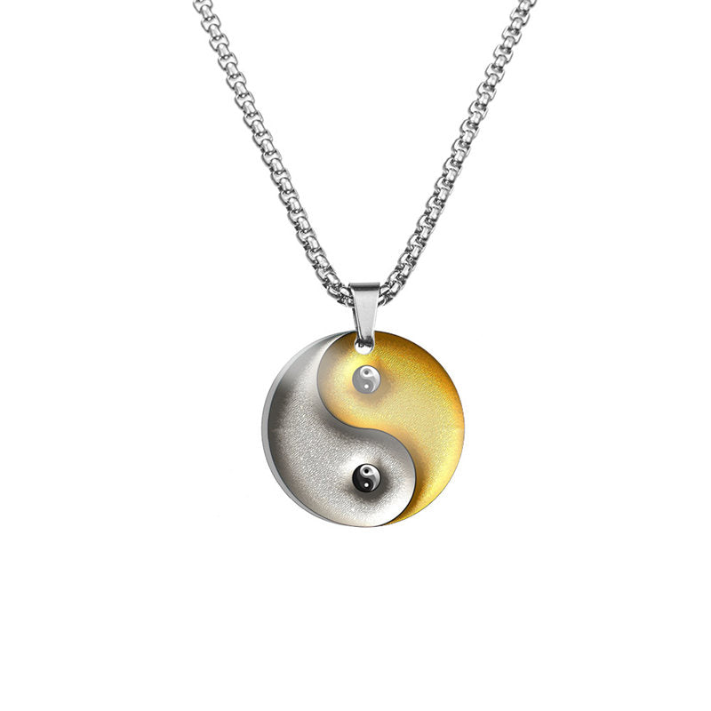 KarmaRipple's Yin Yang Koi Fish Dragon Titanium Steel Balance Pendant Necklace ( p8