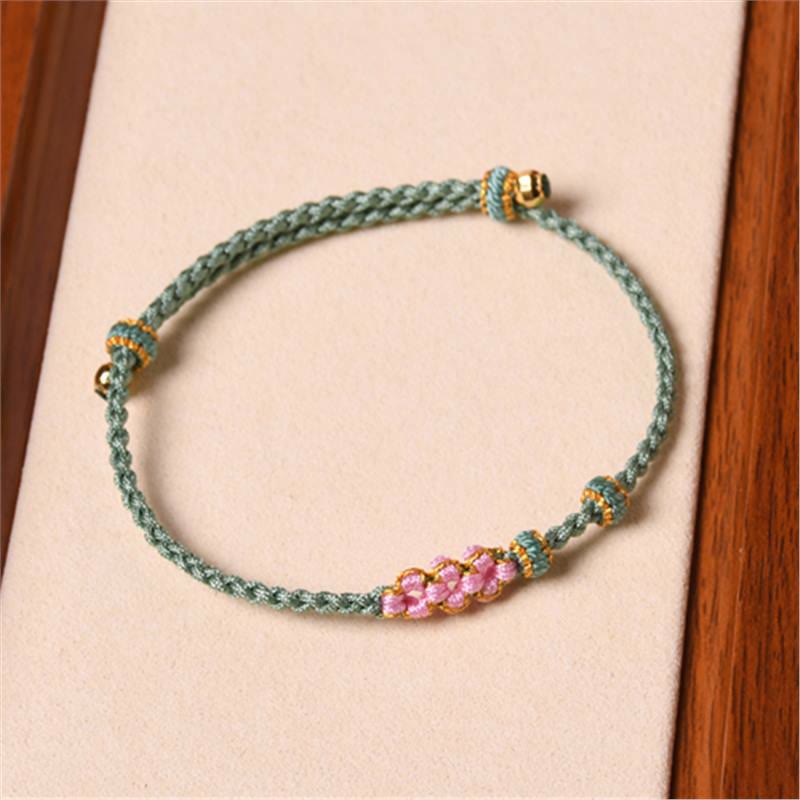 KarmaRipple's Handmade Peach Blossom Protection Woven Rope Bracelet p5