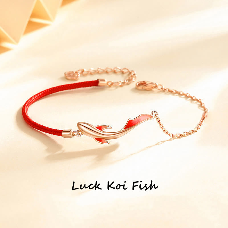 KarmaRipple's 925 Sterling Silver Fortune Koi Fish Lotus Star Woven Red String Bracelet p19