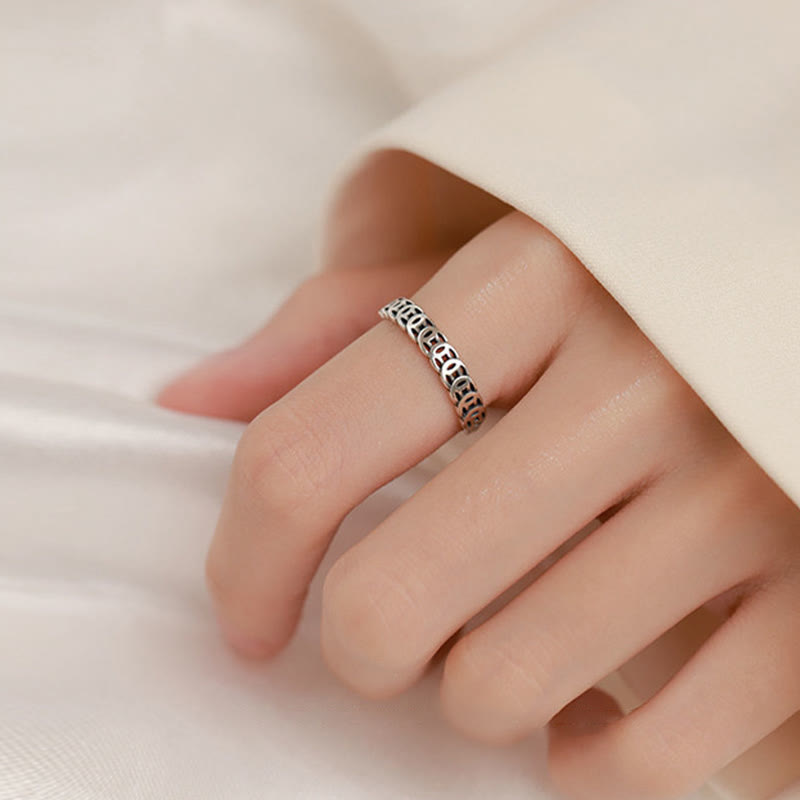 KarmaRipple's Vintage Bronze Coin Design Fortune Adjustable Ring p6