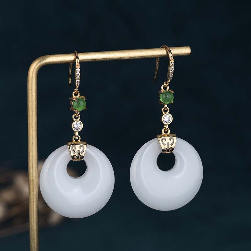 KarmaRipple's FengShui Ivory Jade Blessing Drop Earrings p28