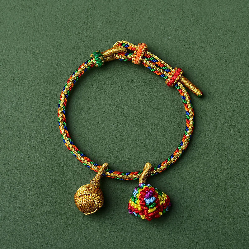 KarmaRipple's Colorful Rope Fortune Handmade Zongzi Golden Ball Talisman Bracelet p6