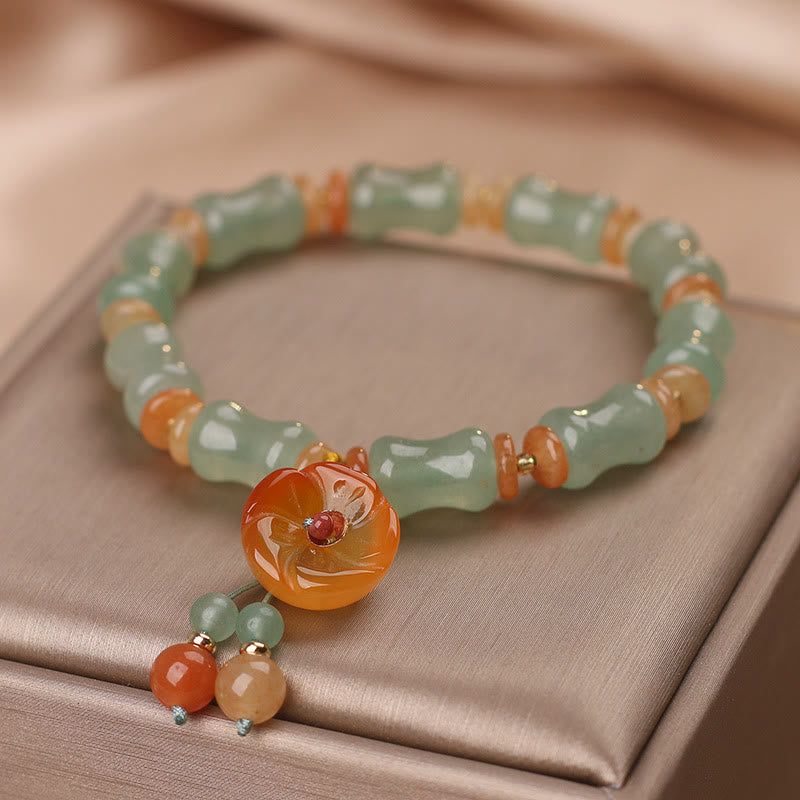 KarmaRipple's Authentic Jade Bamboo Flower Pattern Fortune Bracelet p5