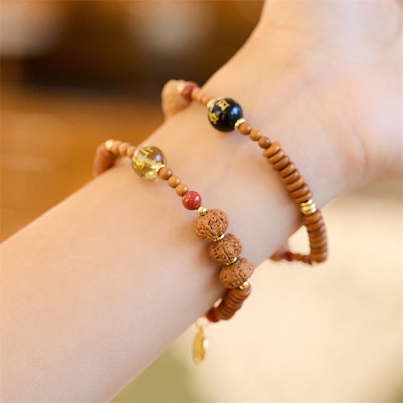 KarmaRipple's Tibetan Bodhi Seed Black Onyx Smoky Quartz Om Mani Padme Hum Fu Character Wealth Bracelet p8