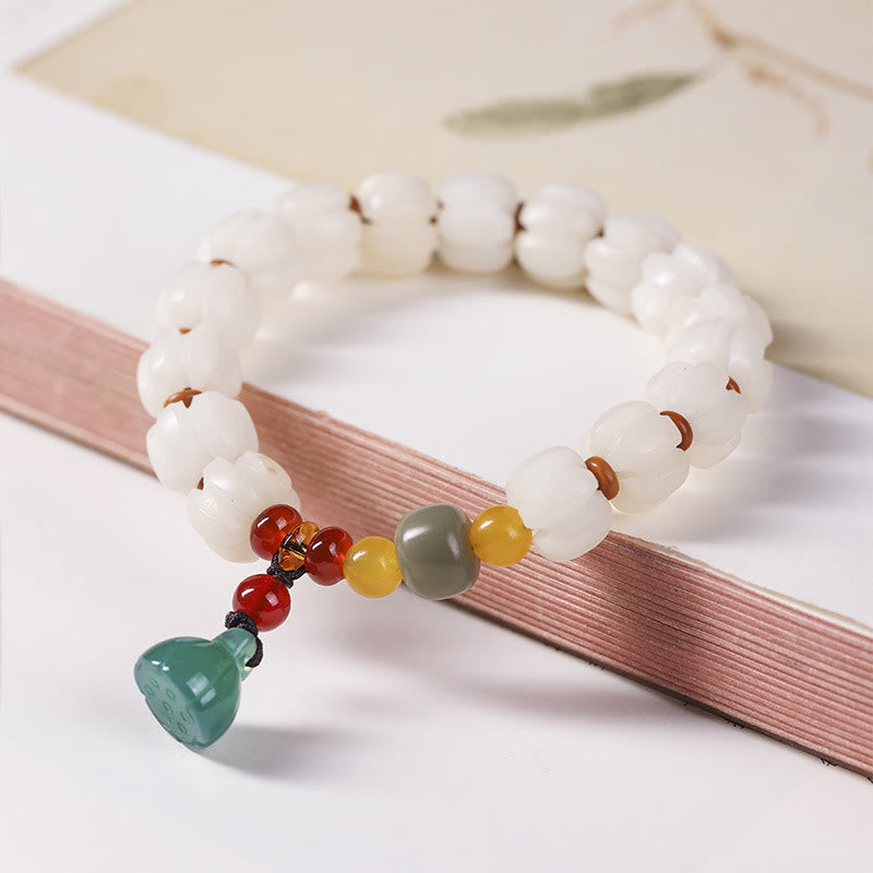 KarmaRipple's Authentic Bodhi Seed Red Agate Bodhi Calm Balance Engraved Pumpkin Bead Lotus Bracelet p2