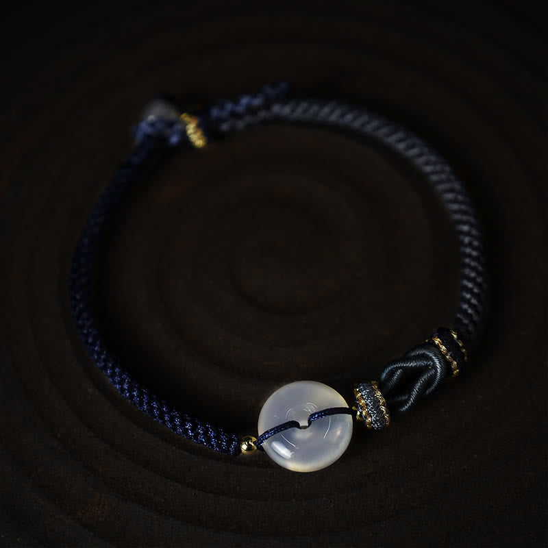 KarmaRipple's Handmade Ivory Agate Peace Buckle Fortune Happiness Protection Weave String Bracelet p11