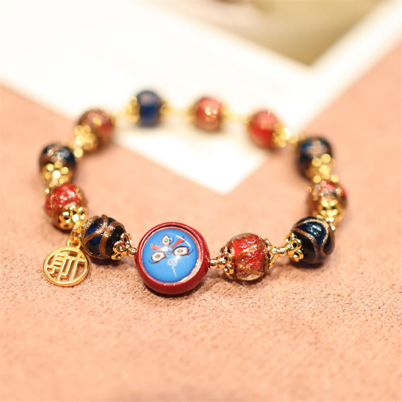 KarmaRipple's Tibetan Gold Swallowing Beast Family Five God Of Wealth Thangka Fortune Bead Bracelet p4