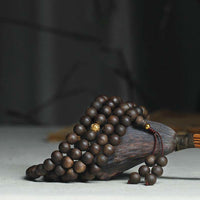KarmaRipple's 108 Mala Beadwork 999 Pure Gold Beadwork Rare Brunei Agarwood Peace Strength Bracelet