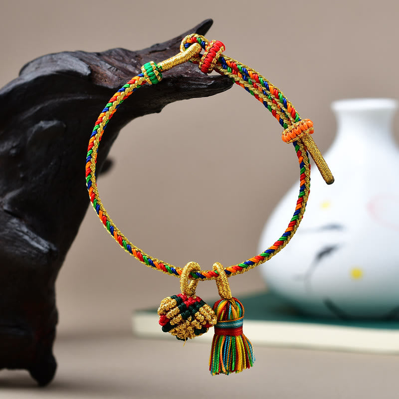 KarmaRipple's Colorful Rope Fortune Handmade Zongzi Golden Ball Talisman Bracelet p18