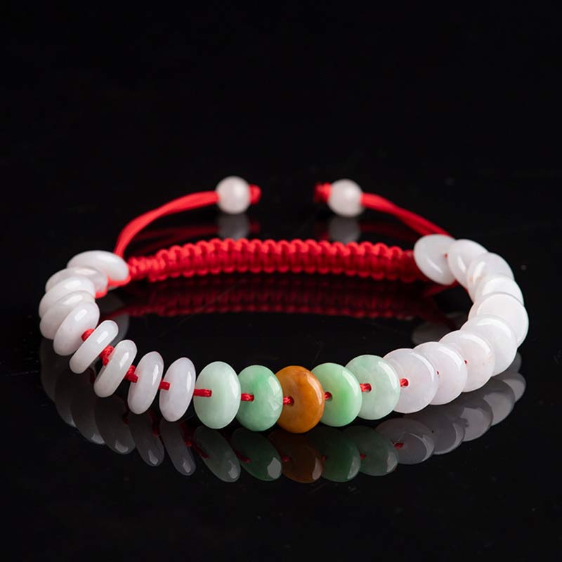 KarmaRipple's Round Jade Fortunate Red String Weave Bracelet p15