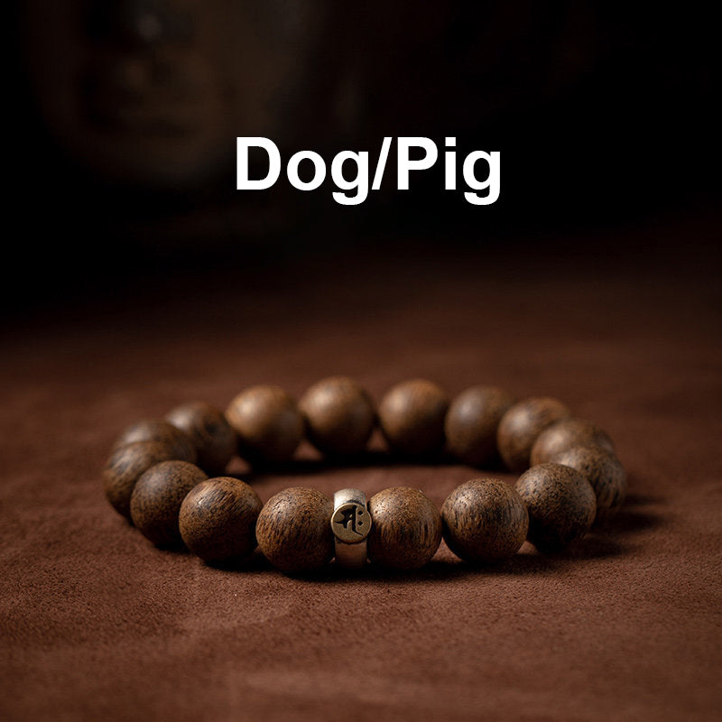 KarmaRipple's Chinese Zodiac Natal Buddha Authentic Agarwood Silver Peace Calm Bracelet p28