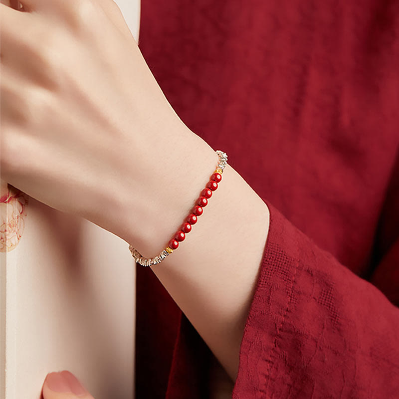 KarmaRipple's 925 Sterling Silver Cinnabar Fu Character Blessing Bracelet p5