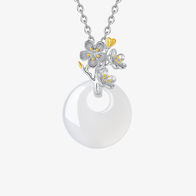 KarmaRipple's 925 Sterling Silver Round Chalcedony Twelve Months Flower Balance Pendant Necklace p2