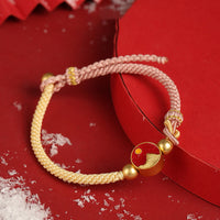 KarmaRipple's Handmade Mountain and Sea Engraved Fortune Two-Color String Pair Bracelet