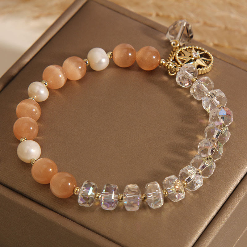 KarmaRipple's Orange Cat's Eye Ivory Gemstone Star Support Bracelet p7