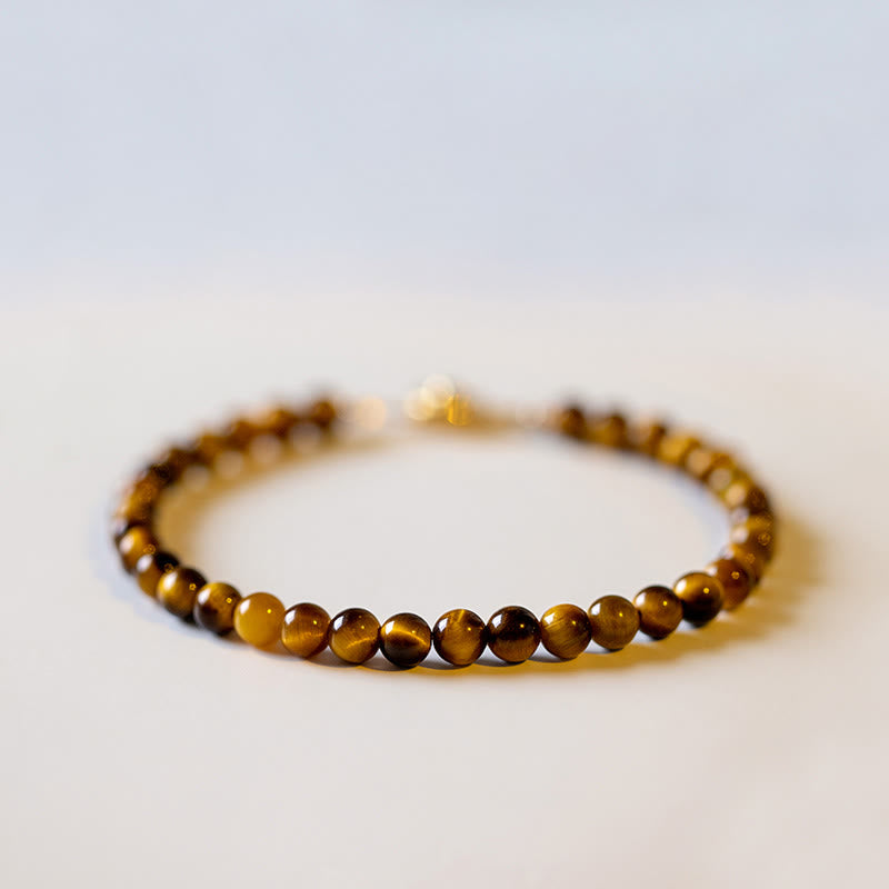 KarmaRipple's 14K Gold Plated Authentic Tiger Eye Stone Courage Protection Bracelet p1