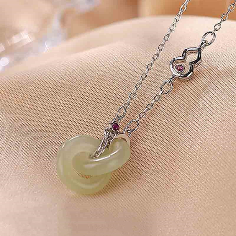 KarmaRipple's 925 Sterling Silver Round Jade Fortune Prosperity Pendant Chain Necklace p11