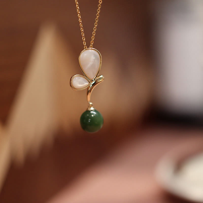 KarmaRipple's Authentic Butterfly Tridacna Stone Cyan Jade Bronze Plated Gold Calm Pendant Necklace Ring Earrings Set p11