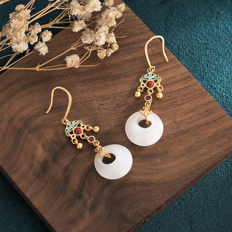 KarmaRipple's FengShui Ivory Jade Blessing Drop Earrings p7