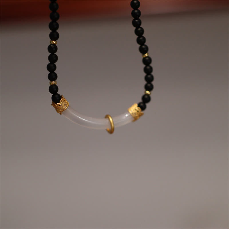 KarmaRipple's 925 Sterling Silver Black Onyx Chalcedony Protection Beaded Pendant Necklace p5