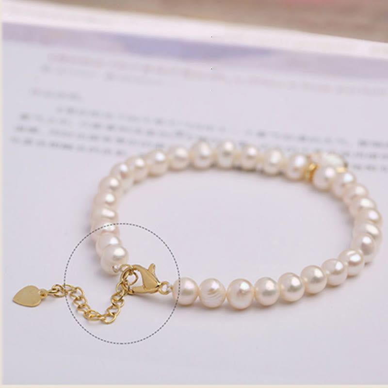 KarmaRipple's 14K Gold Plated Authentic Pearl Gemstone Shell Talisman Bead Bracelet p16