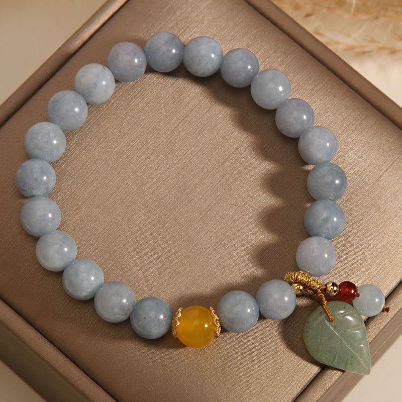 KarmaRipple's Aquamarine Jade Leaf Balancing Talisman Bracelet p7