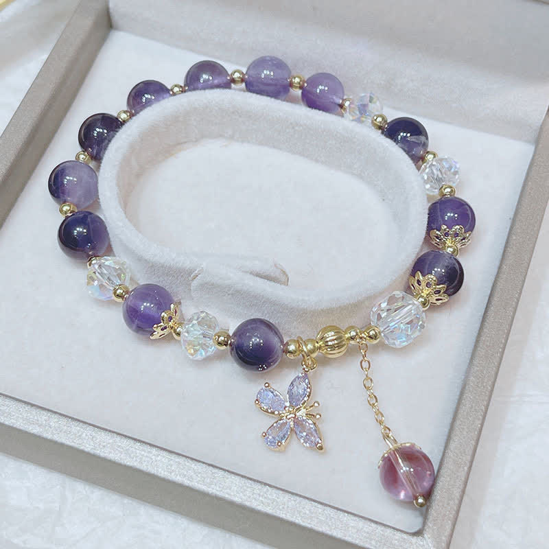 KarmaRipple's Authentic Amethyst Gemstone Spiritual Butterfly Talisman Bracelet p5