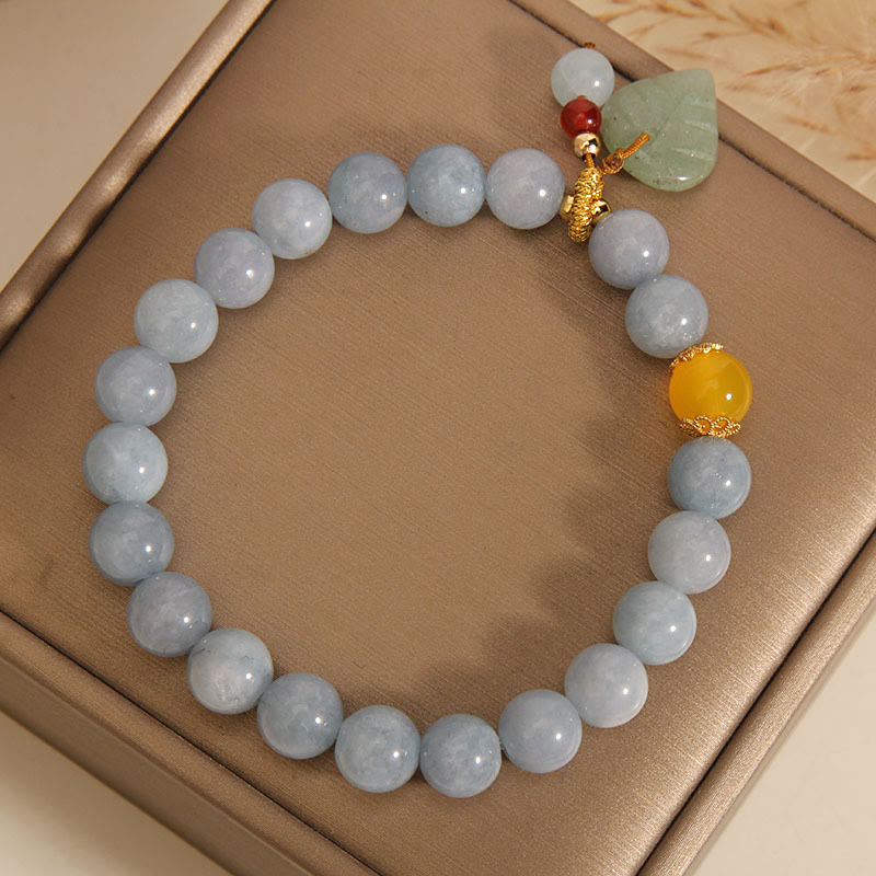 KarmaRipple's Aquamarine Jade Leaf Balancing Talisman Bracelet p8