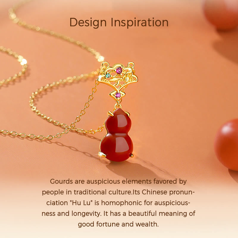 KarmaRipple's 925 Sterling Silver Red Agate Gourd Auspicious Clouds Confidence Bracelet Pendant Necklace Earrings Set p7