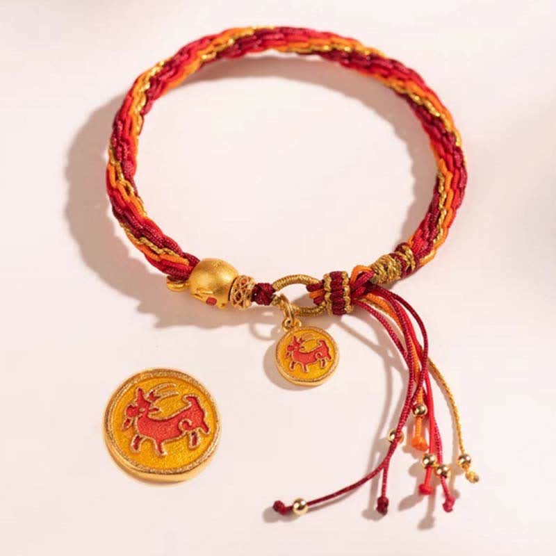 KarmaRipple's Chinese Zodiac Handmade Koi Fish String Protection Reincarnation Weave Braid Bracelet p35