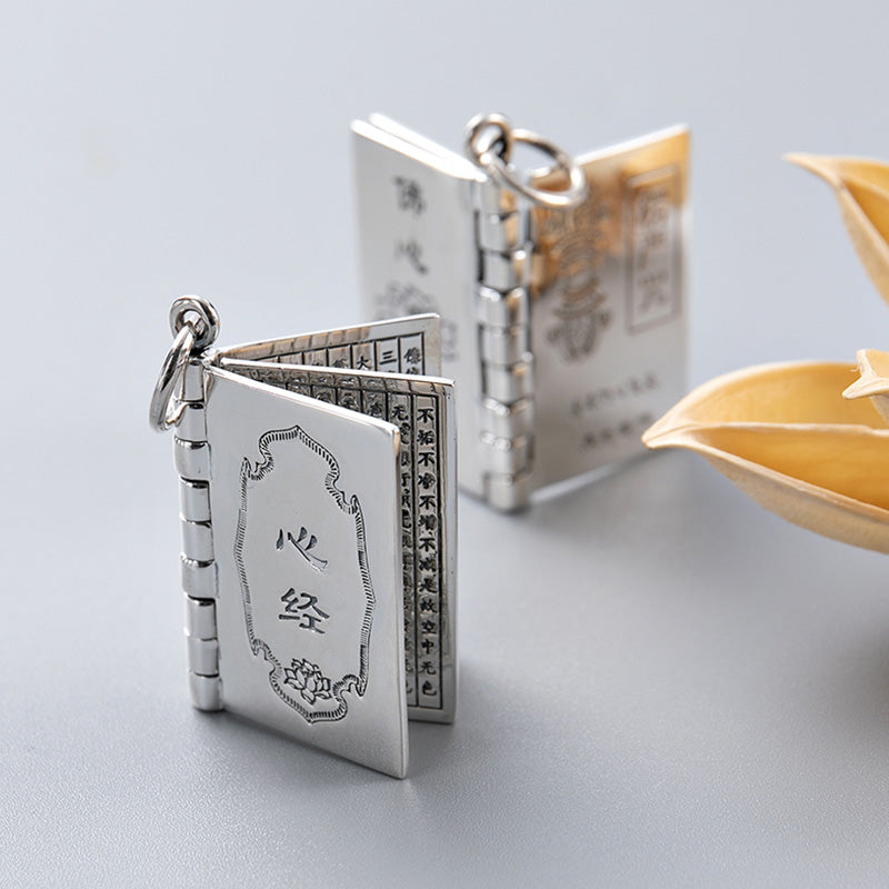 KarmaRipple's 990 Sterling Silver Heart Sutra Great Compassion Shurangama Mantra Lotus Vajra Peace Pendant Necklace p13