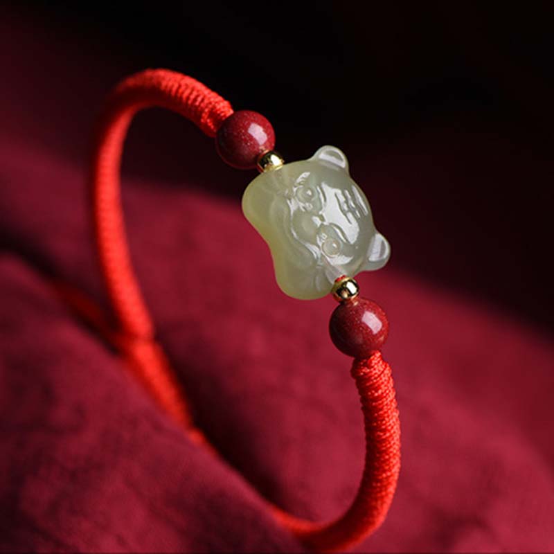 KarmaRipple's Jade Cinnabar Fortunate Tiger String Bracelet p7