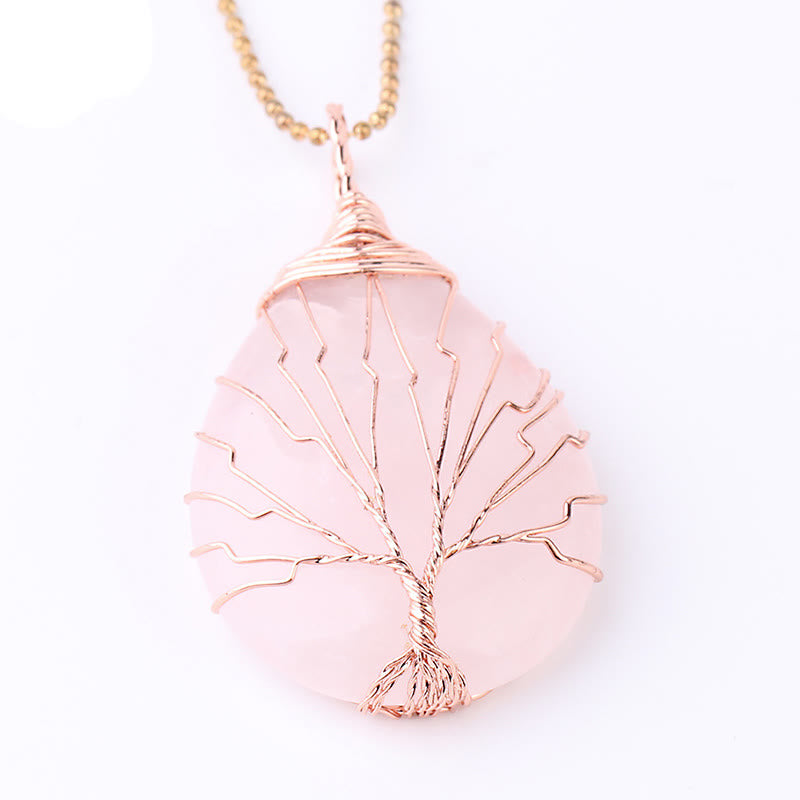 KarmaRipple's Authentic Quartz Gemstone Tree Of Life Balancing Energy Pendant Necklace p46