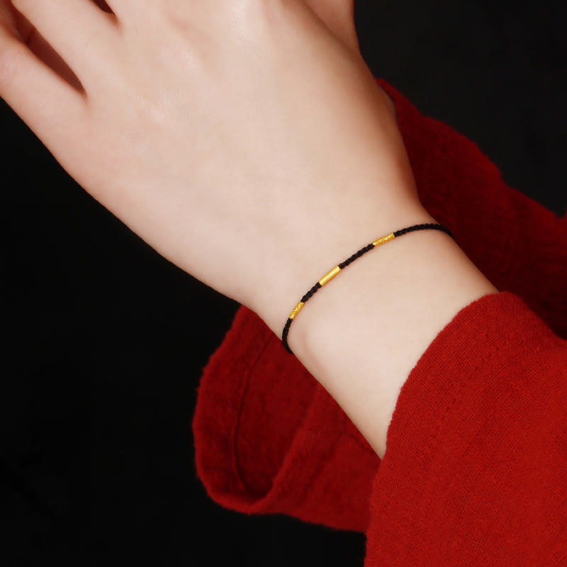KarmaRipple's 999 Gold Bead Handmade Four Thread Wishful Knots Woven Protection Bracelet p12